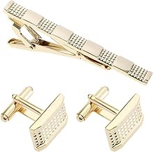 EMSea 3 Pack Tie Clips and Cufflinks Set for Men Business Shirt Tie Bar Clips for Wedding Party Business Meeting Father's Day Valentine's Day