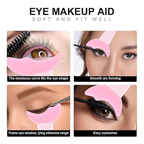 Miniatura 6 de CTTHNBD Plantillas de delineador de ojos multifuncionales de silicona, ayuda reutilizable, protector de rímel, protector de ojos, delineador de