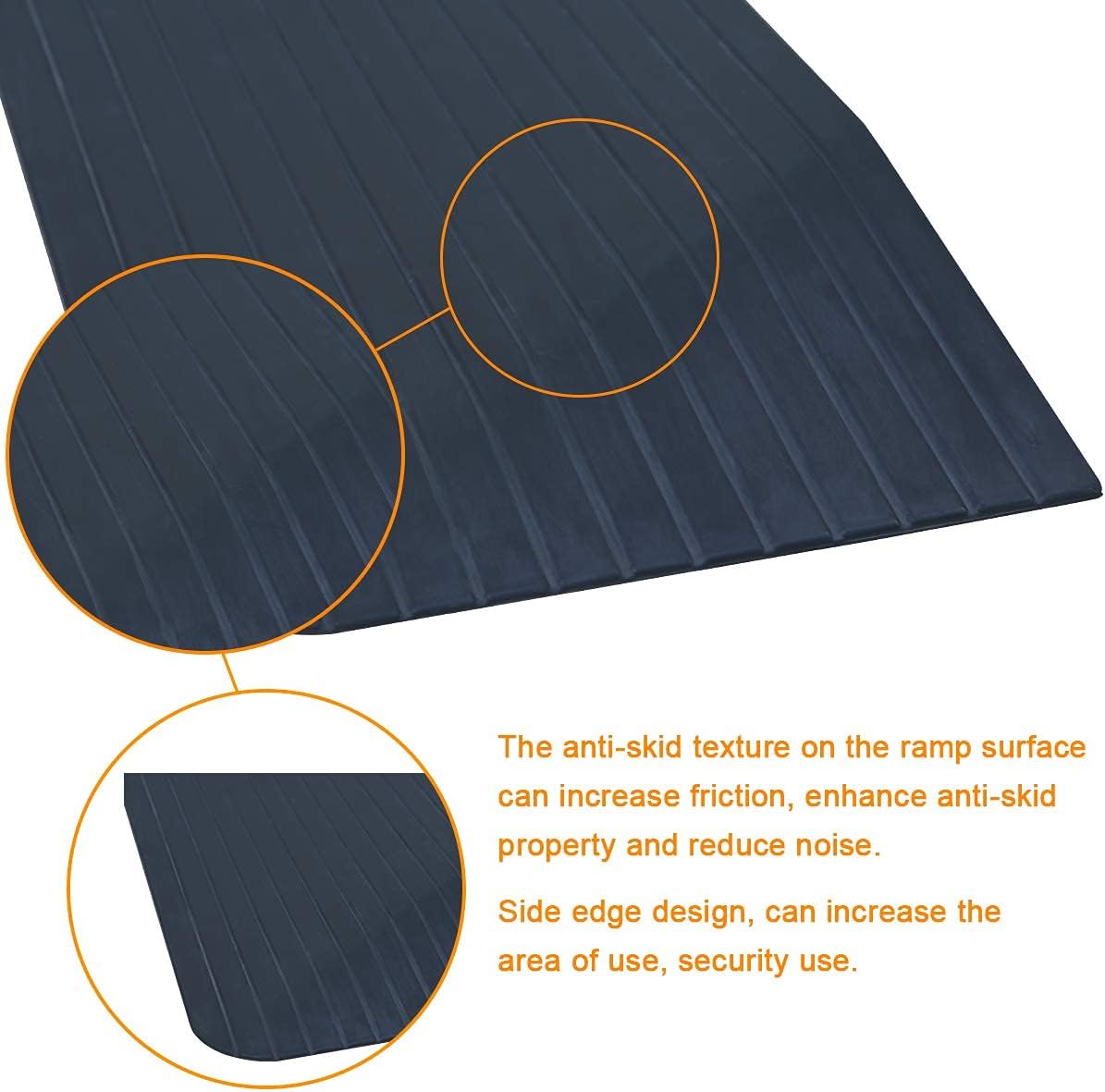 Ruedamann 1" Rise Solid Rubber Wheelchair Ramp,Threshold Ramp for Thresholds,Doorways and Bathroom(MTR100-2.5) -