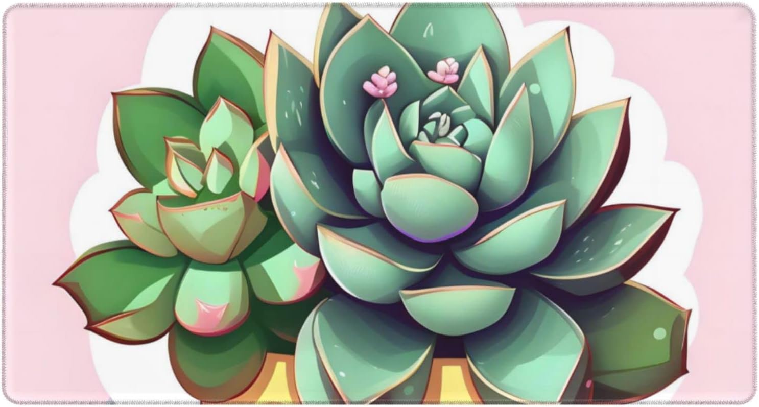 Cartoon Succulents Mouse Pad, Gaming Mouse Pad, Laptop Mouse Pad for Office, Work, Gaming, Home, Etc. (29.5 in. X 15.8 in.)