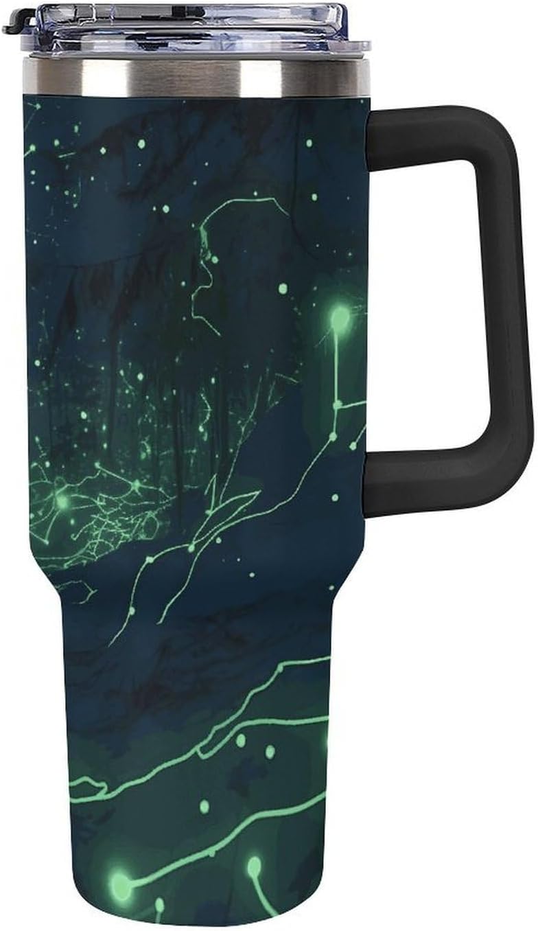 40 Oz Tumbler with Straw And Lid Glow in The Dark Insulated Travel Coffee Mug Stainless Steel Water Bottle Vacuum Insulated Tumblers for Sport Work Car Travel Weekends
