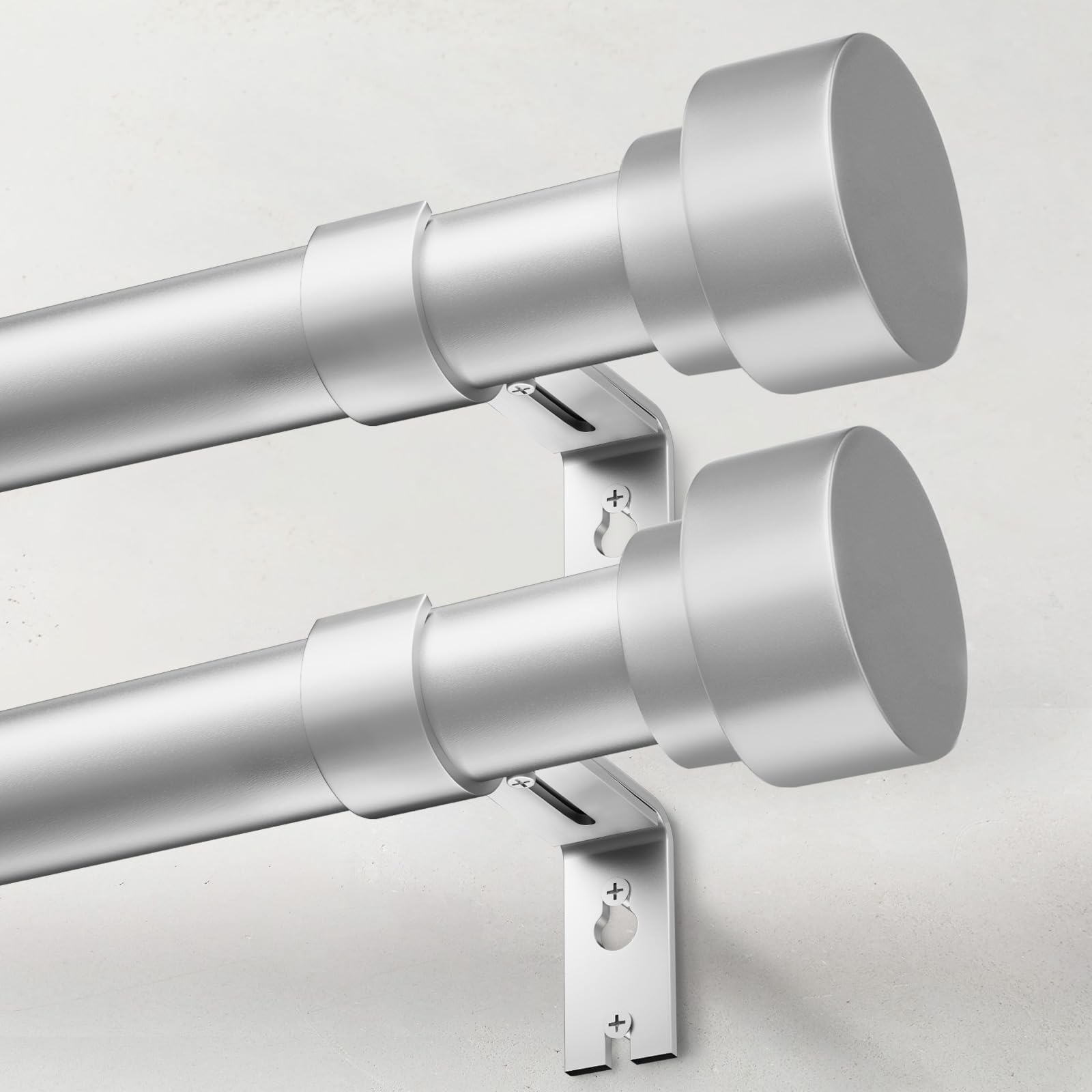 Photo 1 of IFELS Heavy Duty Metal Curtain Rods, 1 Inch Diameter, Set of 2 (Silver, 30"-60")