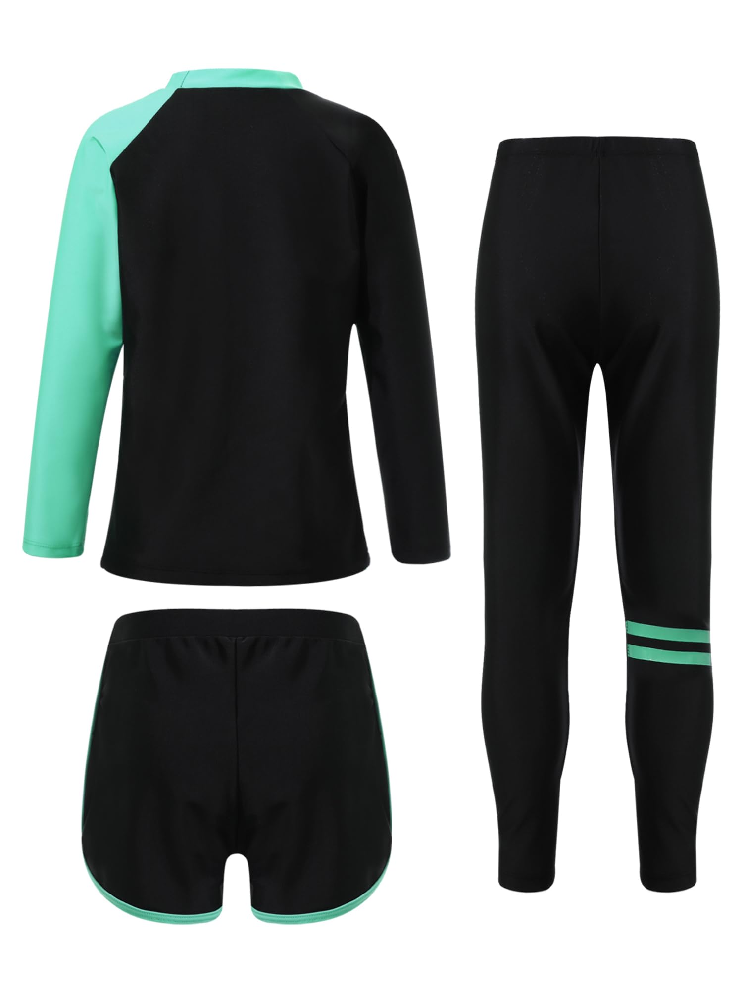 Aislor Enfants Maillots De Bain 2 Pièces Rash Guards Tankini Garcon Fille Haut et Long Pantalon de Bain Bas Top Anti UV Manche Longue 2-14 Ans