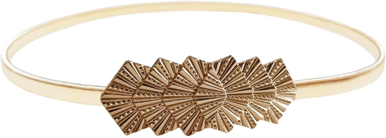 Womens Metal Stretch Elastic Waist Belt Fashion Thin Belts for Dress