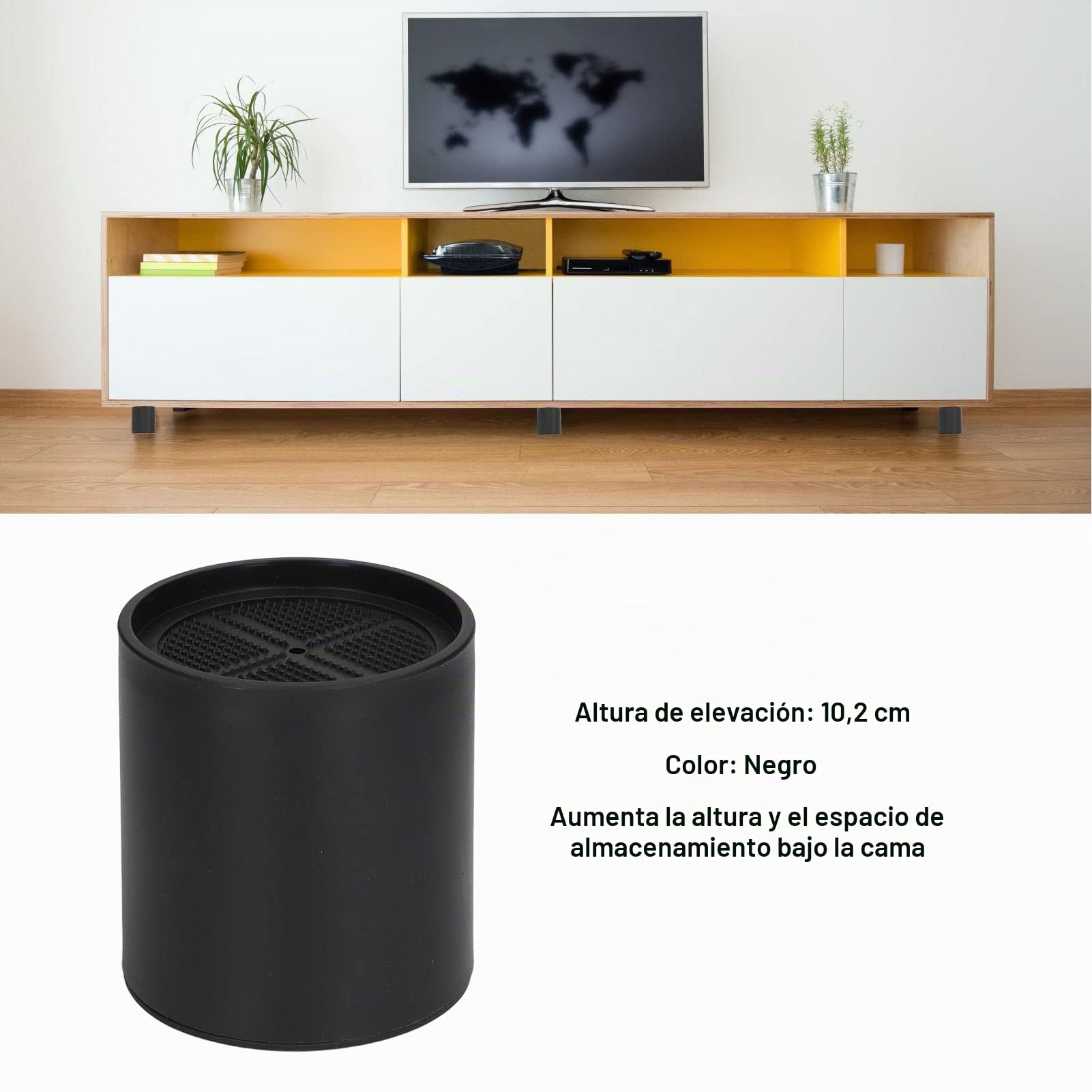 Elevador de Muebles Cilíndrico de Plástico, 6 Piezas, 10,2 cm, para Cama, Sofá, Mesa, Escritorio