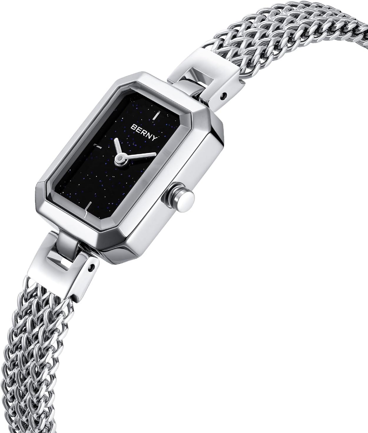 BERNY Silver Watches for Women Easy Resize Ladies Bracelet Watch All Stainless Steel Luxury Fashion Small Square Wristwatch Waterproof Detachable Band - Image 2