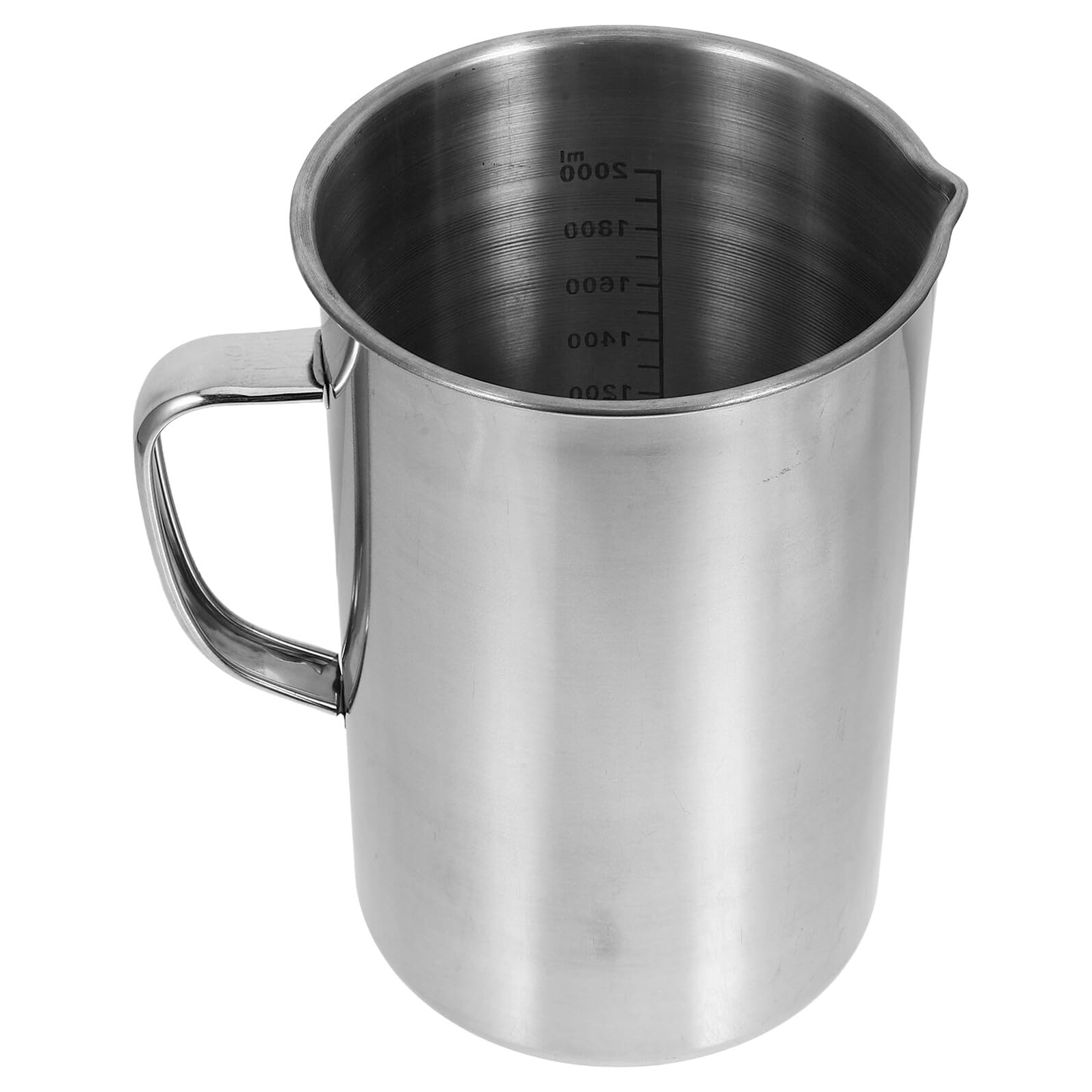 VILLCASE Misurino con Manico in Acciaio Inossidabile Graduato da 2000 Ml Facile da Pulire e Progettato per Ridurre Fuoriuscite, per Cucina e Esperimenti Scientifici