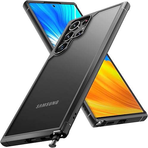 Funda TOCOL Paquete de 1+2 diseñada para Samsung Galaxy S22 Ultra, con 2 protectores de lente de cámara, parte trasera dura mate translúcida probada