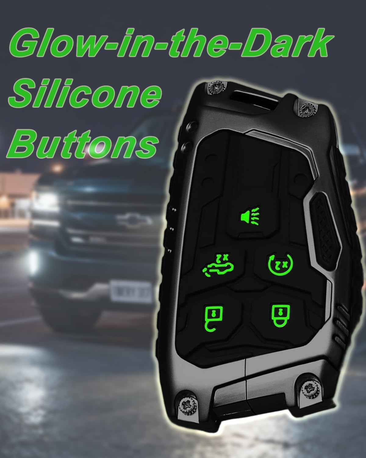 5 Button Key Fob Cover for GMC Sierra/Chevy Silverado 1500 2022-2026, 2500HD 3500/Tahoe 2024-2026 Key Fob Protector for Buick Envision 2021-2026 with 3 Types Keychain
