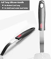 Vista 7 de Espátula Flexible de Acero Inoxidable, XiaoZu, Espátula delgada de metal para sartén de hierro fundido, hoja delgada y mango de silicona resistente