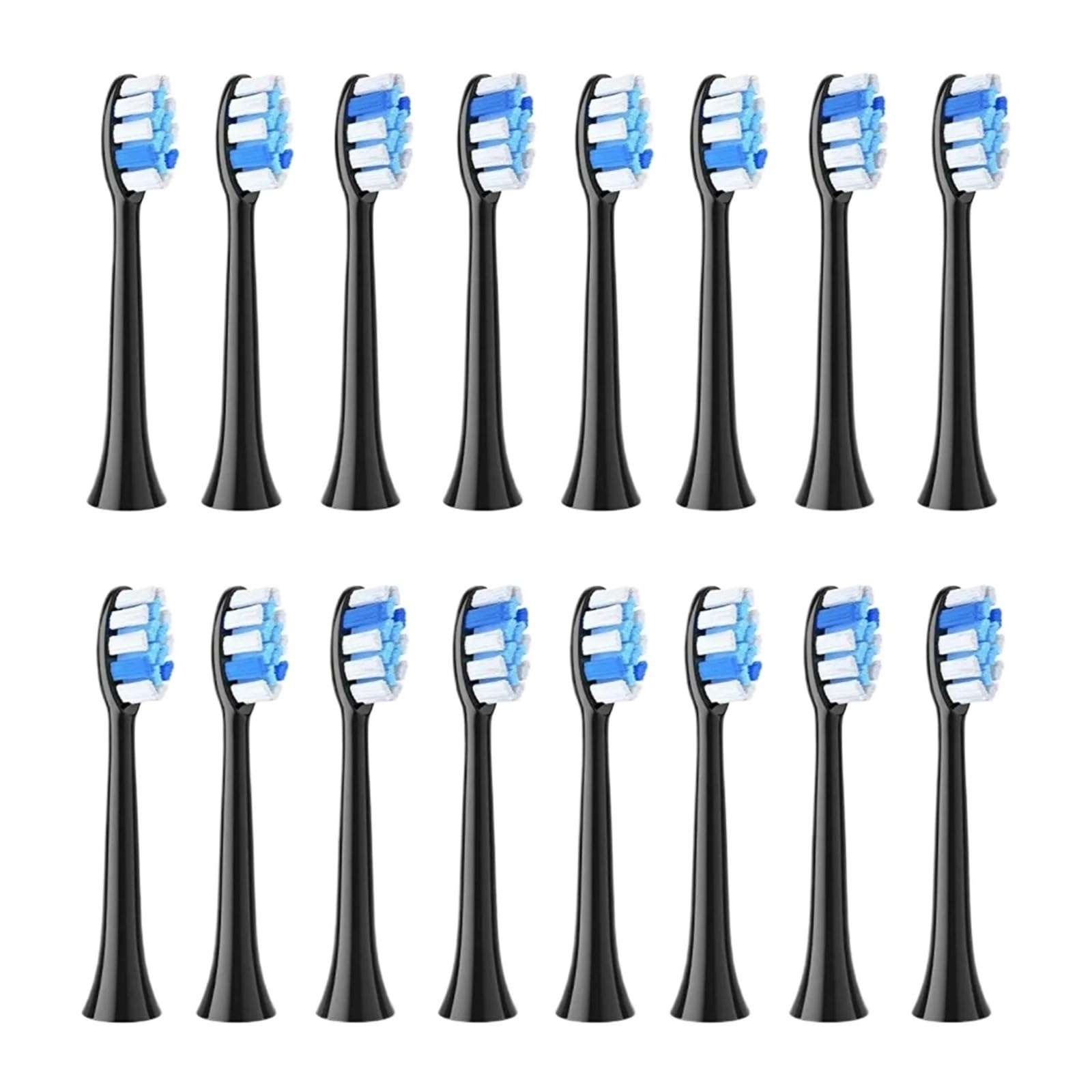 Cabezales de cepillo dental, compatible con Fairywill, P11 T9 P80 | 4/8/16 pcs, plástico, adultos(16BLACK)