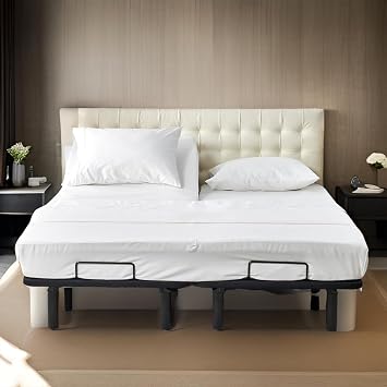 Shreem Linen Split Head Flex King Sheets for Adjustable Beds, Flex Top King Sheets for Sleep Number Bed 100% Egyptian Cotton - 4Pcs Sheet Set -28" Top Split fit Upto 16" Deep Mattress White Solid