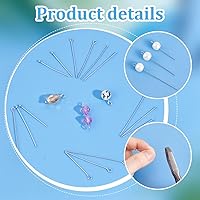 Vista 4 de PH PandaHall 560pcs 8 Styles 304 Stainless Steel Eye Pins 30mm 40mm 50mm Head Pins 22 Gauge Ball Head Pin Findings Open Eye Pin for Earring Bracelet