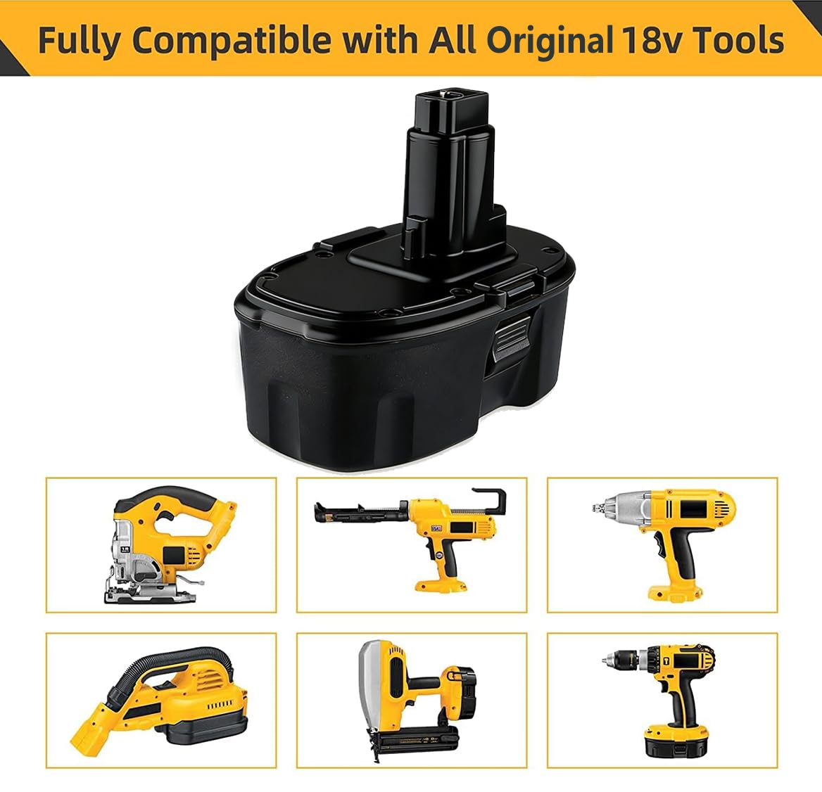 Lot de 2 batteries de rechange 18 V pour DeWALT : 18 V 5,0 Ah XRP DC9096 Ni-Mh compatibles avec les outils électriques sans fil DC9098 DC9099 DW9095 DW9096 DW9098