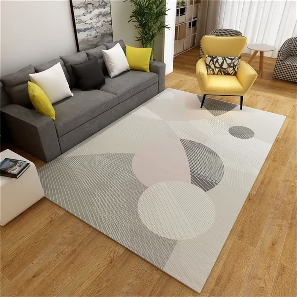 Tapis shaggy noir géométrique indéformable rose et gris pour couloir