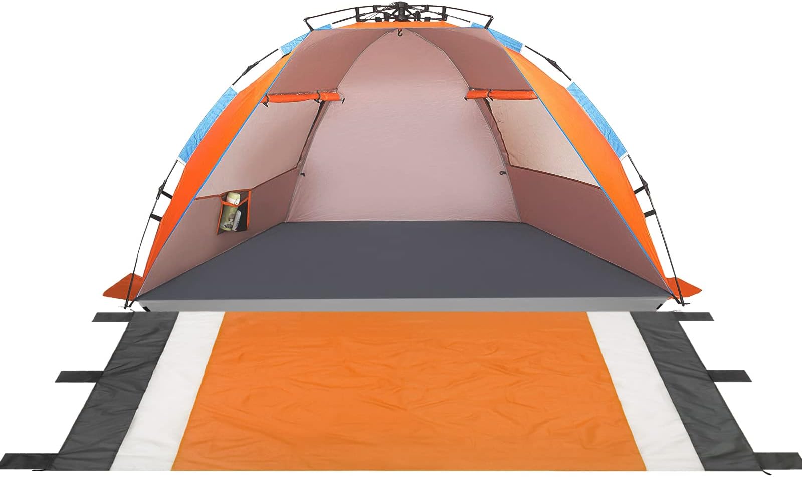 Oileus Beach Blanket 79"x83" Picnic Blankets for 4-6 Adults and X-Large 4 Person Beach Tent Sun Shelter Orange