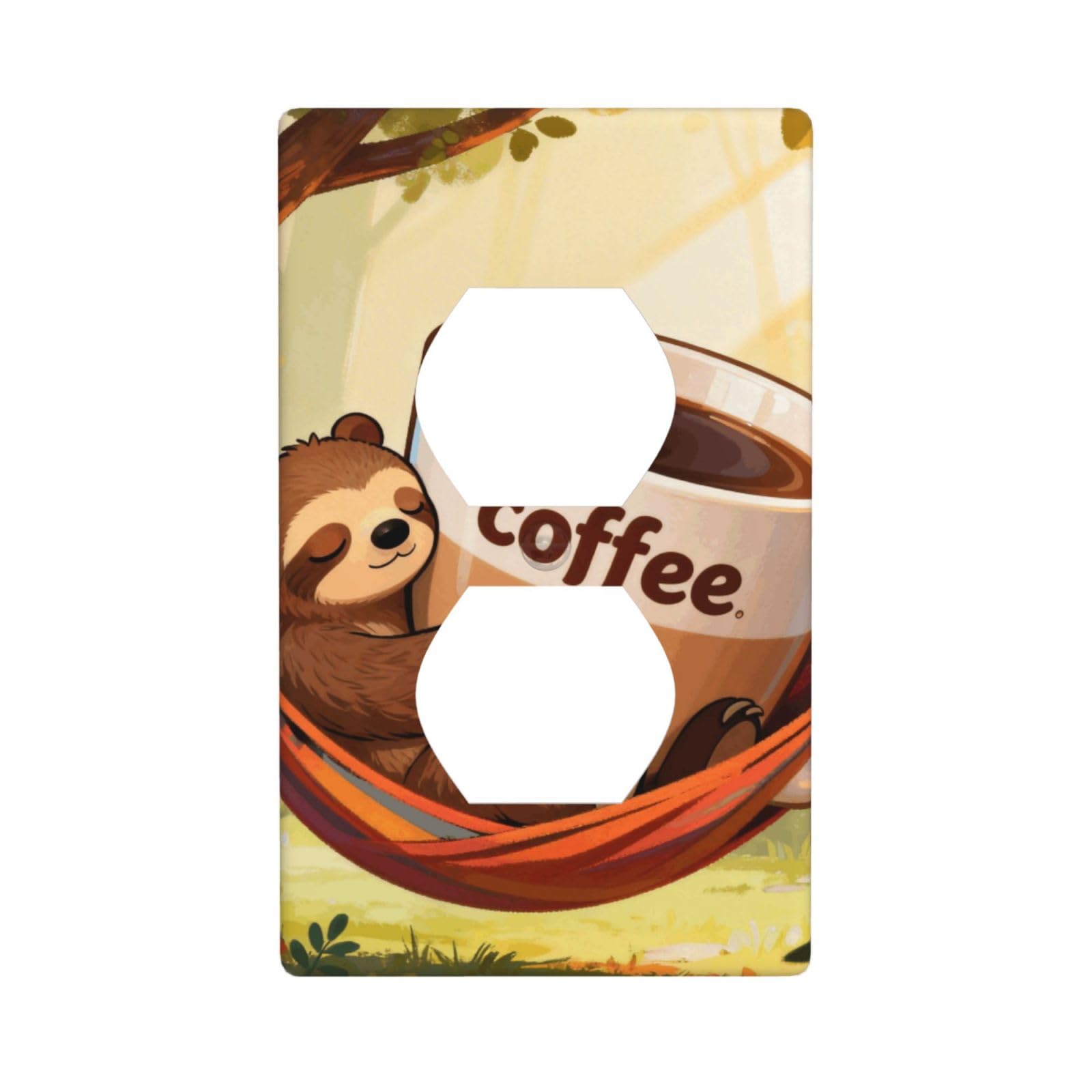Bear Drinking Coffee Decorative Switch Plate Cover-Unbreakable Polycarbonate Wall Plate for Home Office, 1 Gang with Screws