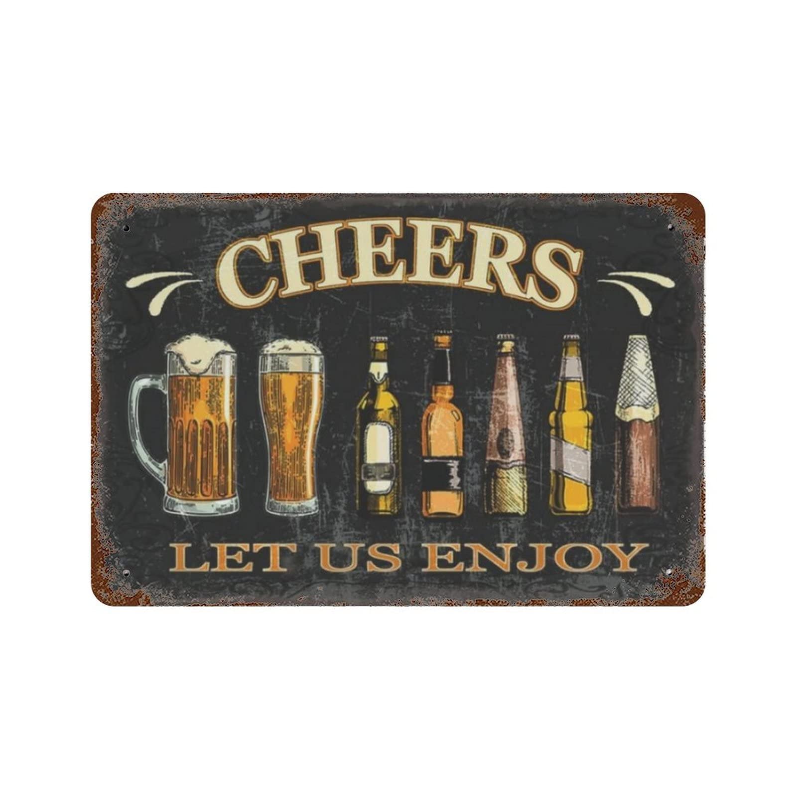 AOOEDM Cheers Metal Sign for Home Coffee Garage Wall Decor Vintage Poster Bar Signs for Home Bar Retro Metal Tin Sign