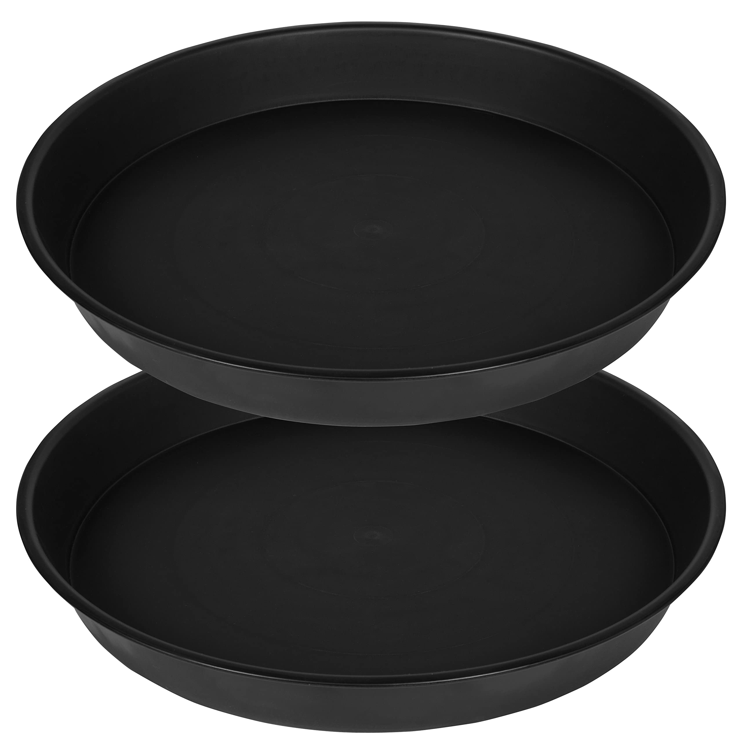 Bleuhome 2 Pack of 10 inch Plant Saucer Gray, Heavy Duty Plastic Plant Saucer 10 inch Round, Durable Plant Tray for Pots, Plant Saucers for Indoors, Plant Trays for Planter 9"/10" (10", Black)