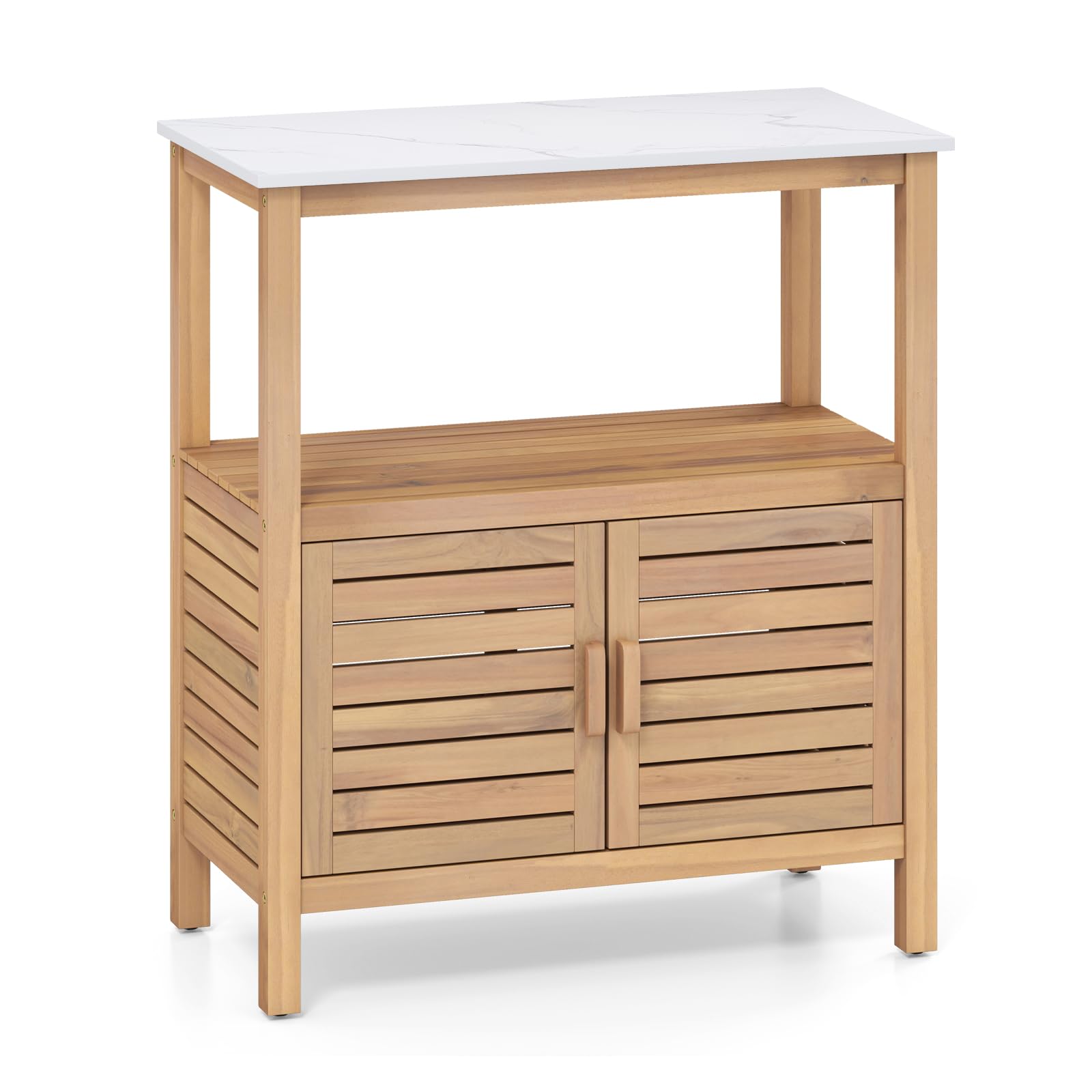 GOPLUS Table de Rempotage en Bois, 88x45x120 CM, Table de Jardinage avec Plateau en Résine Large, Étagère de Rangment Ouverte, Armoire Inférieur pour Outils, Charge 70KG, pour Terrasse, Jardin