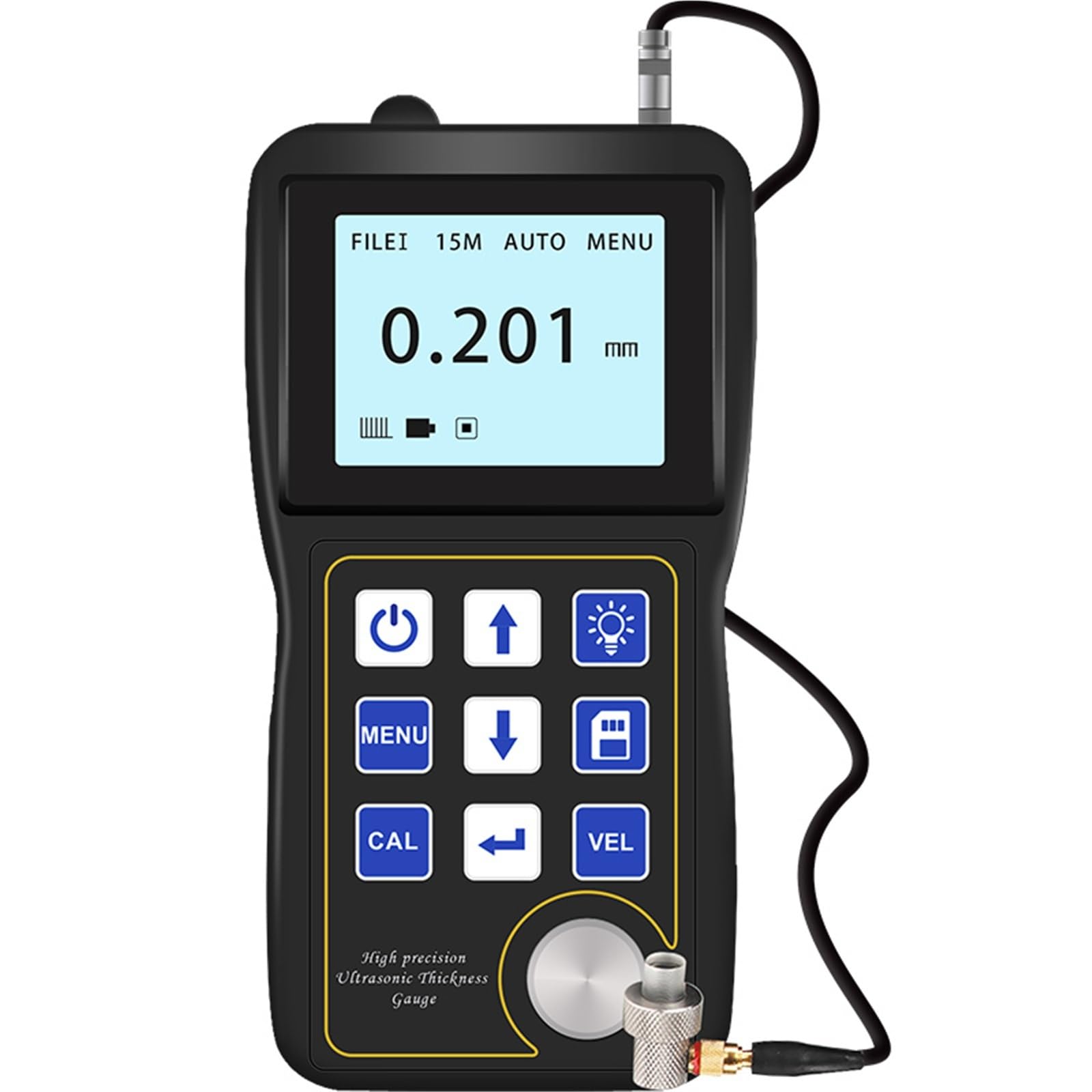 Thickness Gauge Ultrasonic Thickness Gauge Ultrathin Workpiece Digital Meter with High Frequency Single Crystal Probe