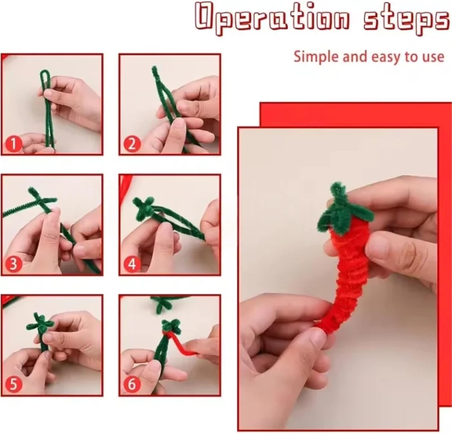 Pipe Cleaners 900 Pcs Thick Christmas Red White Green Chenille Stems for Art and Craft Projects Creative DIY Decorations(White)