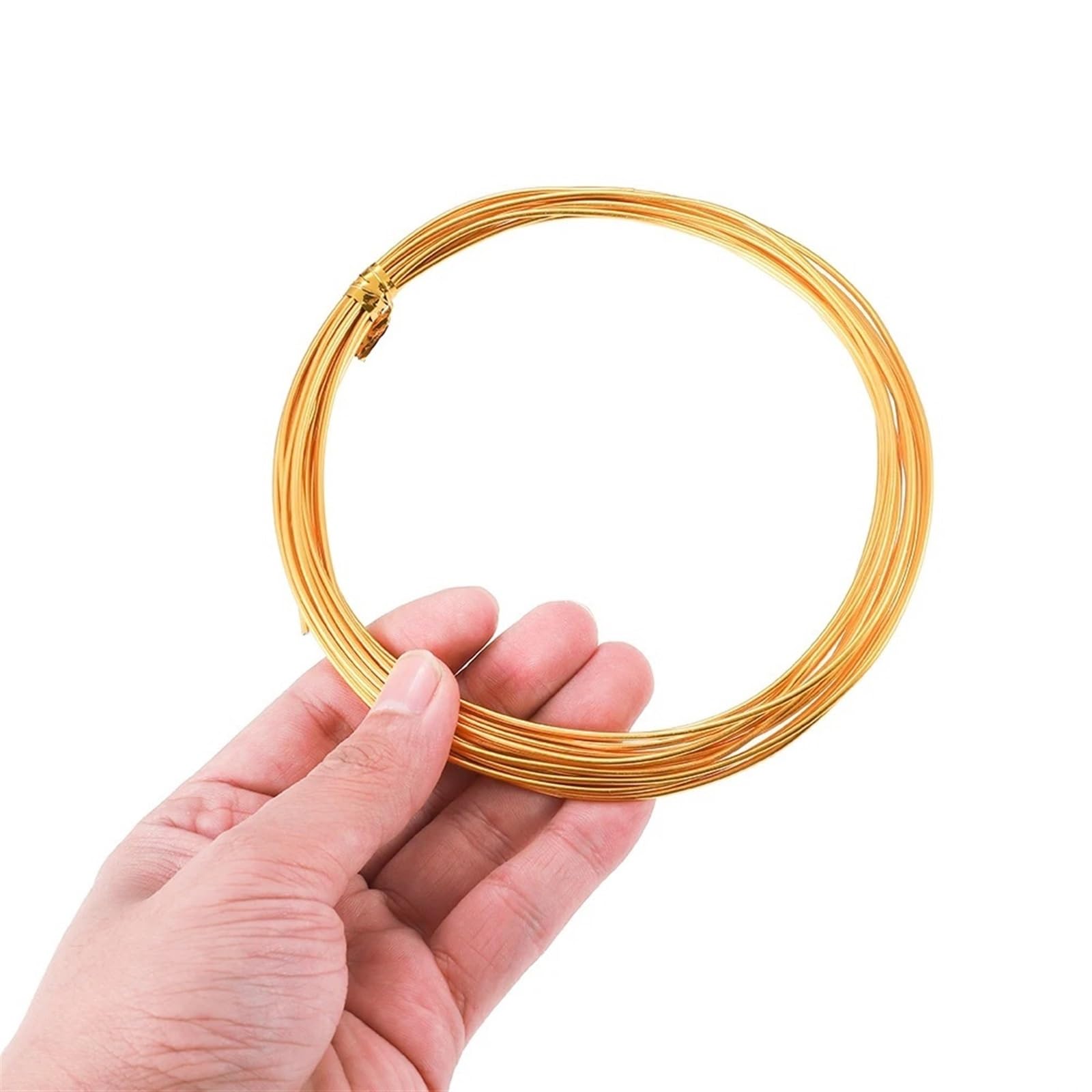 Runder Aluminiumdraht, vielseitiger lackierter Aluminium-Metalldraht for DIY-Schmuckherstellung, Zubehör for die Fahrradmodellierung(Gold,1.0mm x 10Meters)