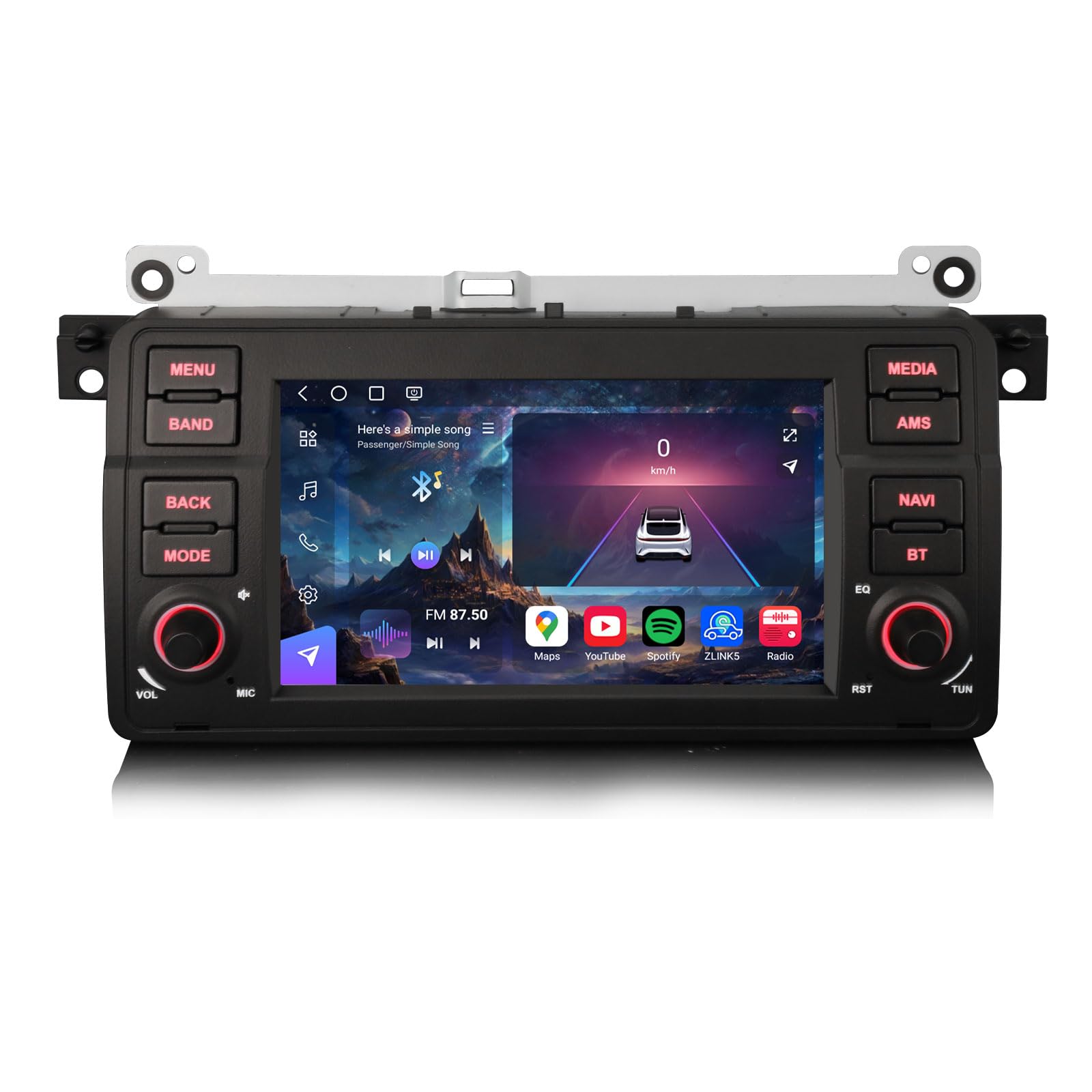 Erisin Qualcomm 8-Core 8GO+128GO Android 16 Autoradio Bluetooth GPS pour BMW Série 3 M3 E46 320D 318 Rover 75 MG ZT 7" IPS Écran Tactile sans Fil CarPlay Android Auto Dab+ FM Radio DSP WiFi Canbus