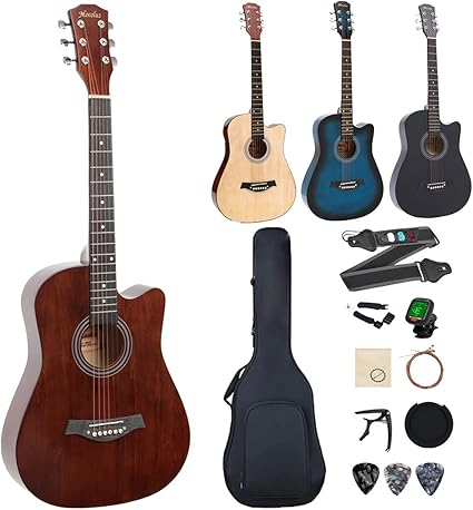 Amazon アコースティックギター セット 38インチ 初心者 練習用 弦楽器 フォークギター スチール弦 バスウッド テックウッド材 おしゃれ 小学生 大人兼用 人気 コーヒー アコースティックギターセット 楽器 音響機器