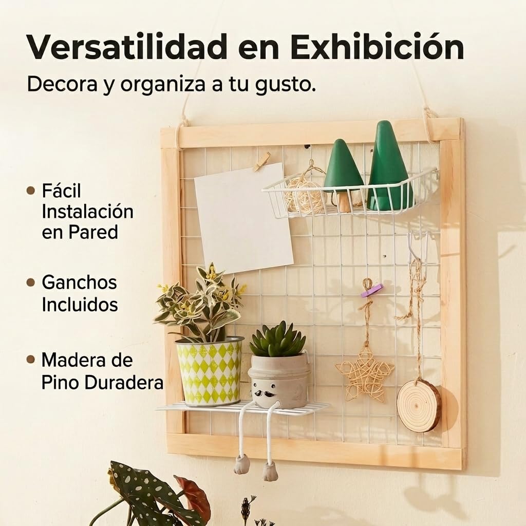 Celosías para terraza Exterior, de Madera, Decorativas Resistentes, Enrejado Pared Plantas, 10 Ganchos, 10 Unidades, Moderno Sencillo, Cuadrado