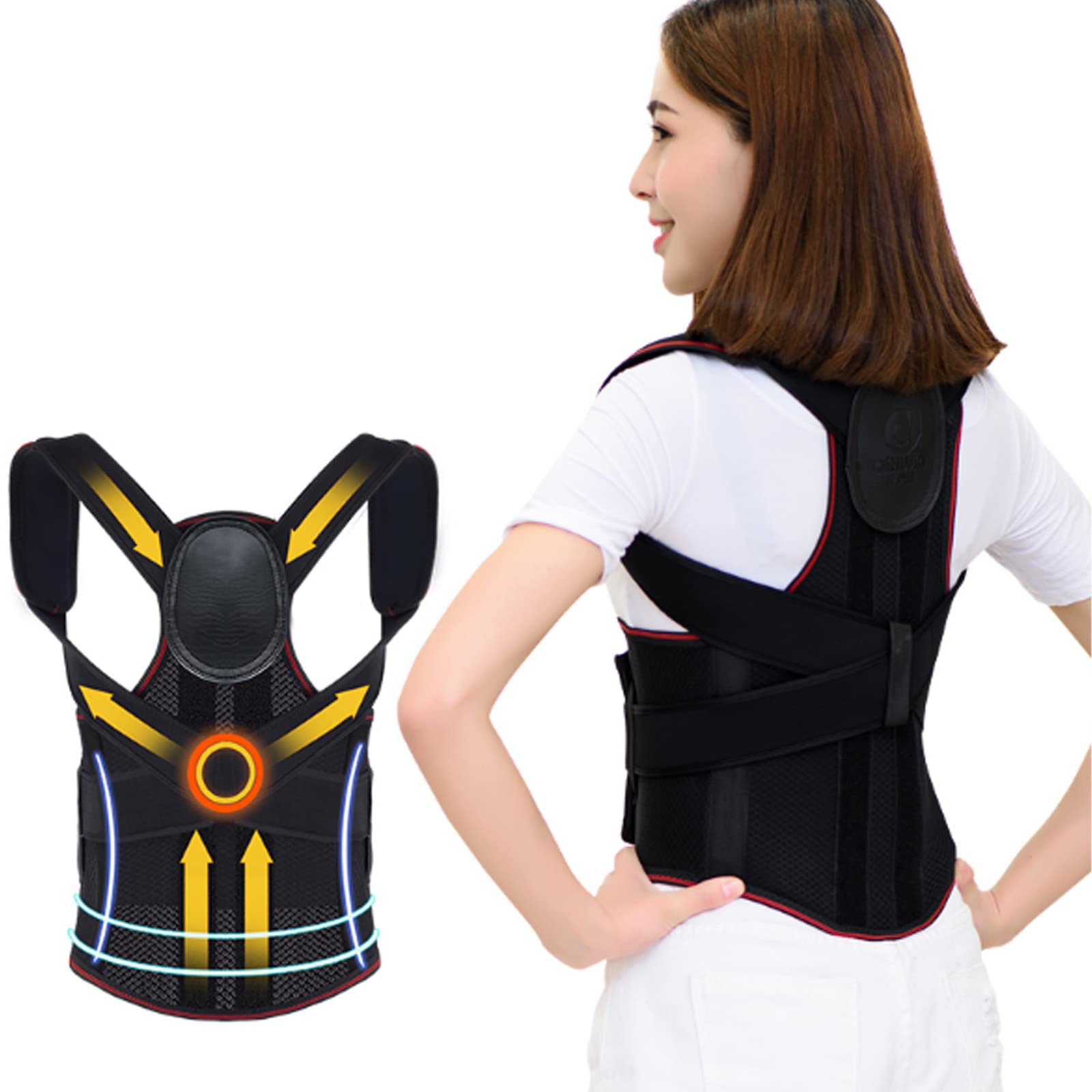 Corrector de Postura Ajustable para Hombres y Mujeres Corrector encorvado Cómodo clavícula Superior y Lumbar Ayuda a Corregir la Mala Postura Prevención de la Espalda jorobada Habitual de los