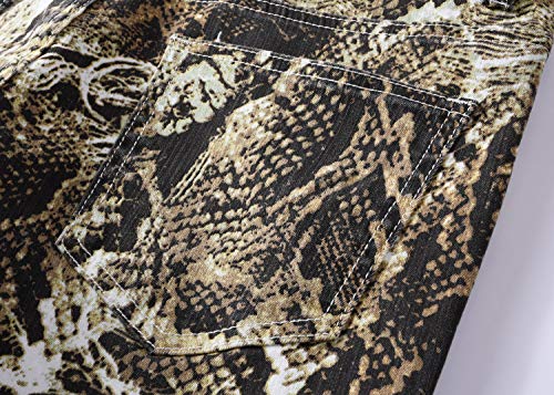 Men's Straight Slim Fit Snake Skin Printed Jeans Skinny Denim Pants4