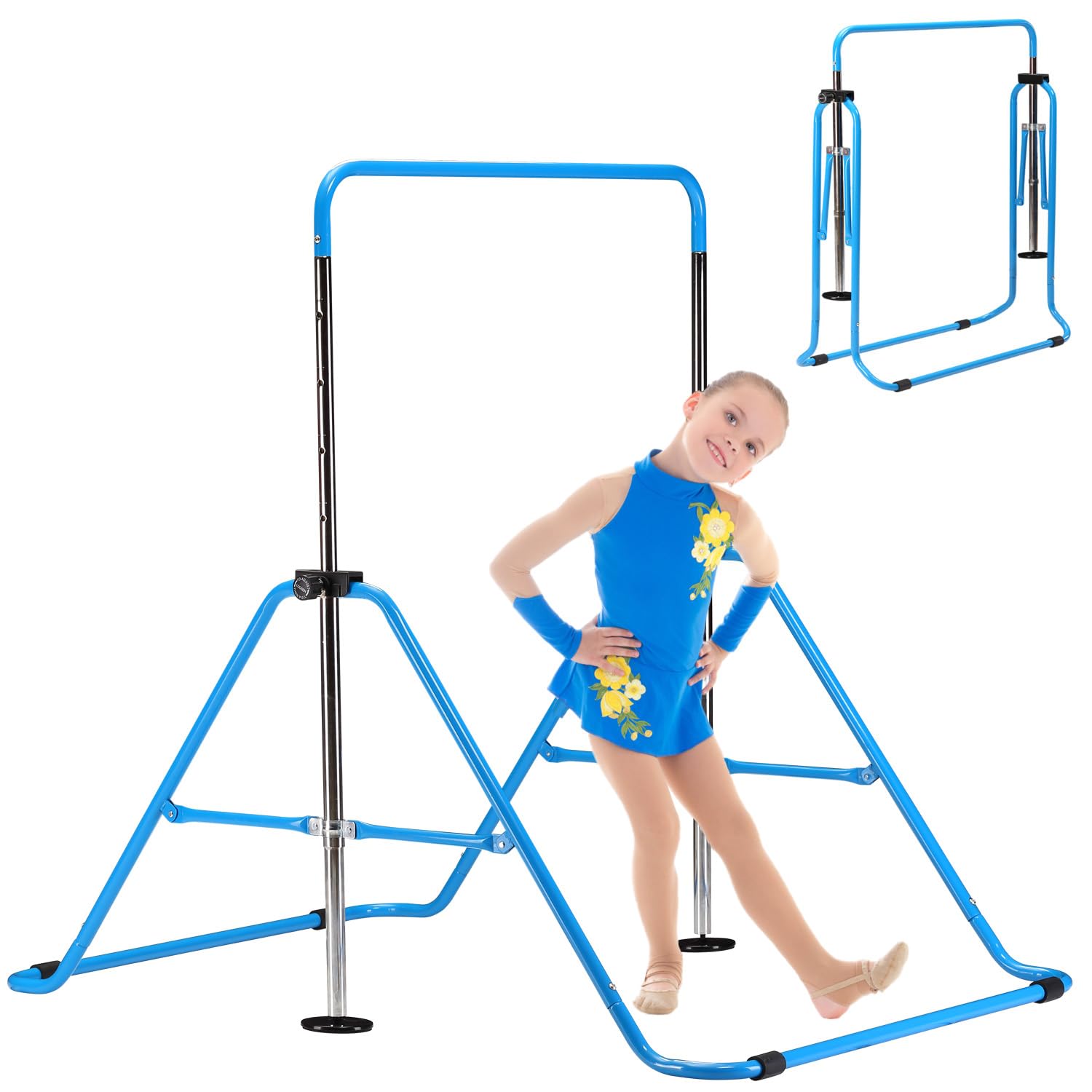 Sunoutife Gymnastics Bar for Kids, Gymnastic Kip Training Bar for Home Folding Horizontal Bars with Adjustable Height for 3-8 Years Old Child, Girls & Boys
