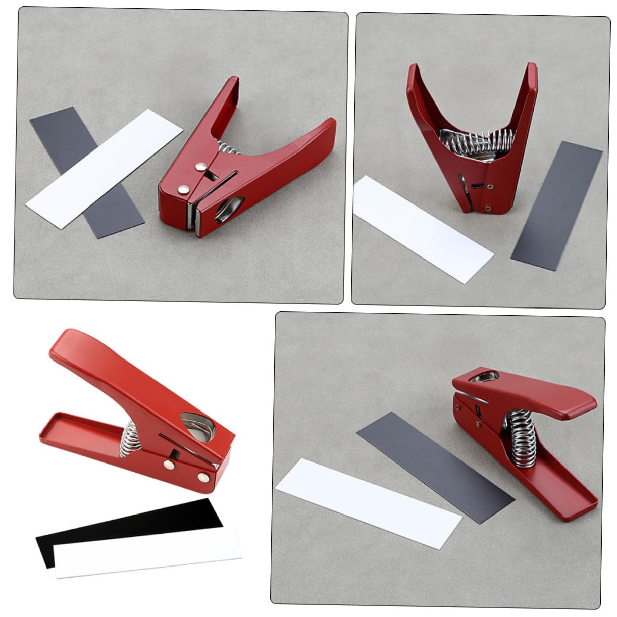 BESTonZON Strumento Facile da Usare in Metallo Rosso per Taglio Plettri Chitarra Taglia Diversi Materiali, per Creazione Plettri Personalizzati