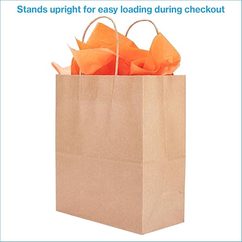 Miniatura 2 de SSWBasics Bolsa de compras de papel kraft – Mediano (8 ¼ de largo x 4 ¾ pulgadas de profundidad x 10 ½ pulgadas de alto), caja de 100 – 80 # (120