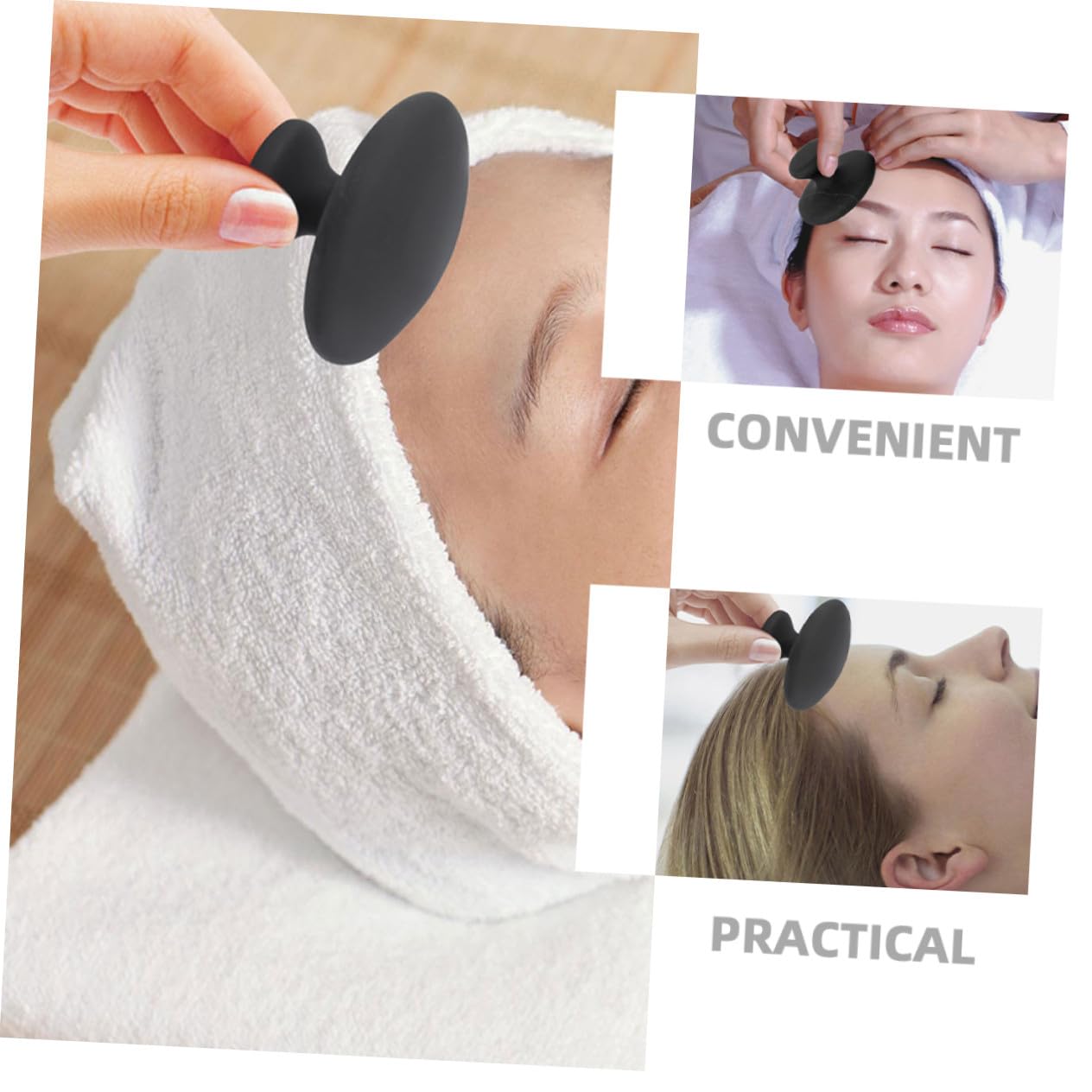 Set 4 Pezzi Strumenti Gua Sha Compatto in Pietra Nera per per Massaggio Viso e Corpo per Relax a Casa e Massaggio Completo