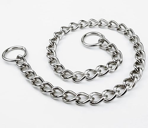 Miniatura 2 de YUANKEXIANG Collar de entrenamiento para perros con cadena de estrangulamiento, de acero inoxidable ajustable, cadena P soldada, cadena pesada