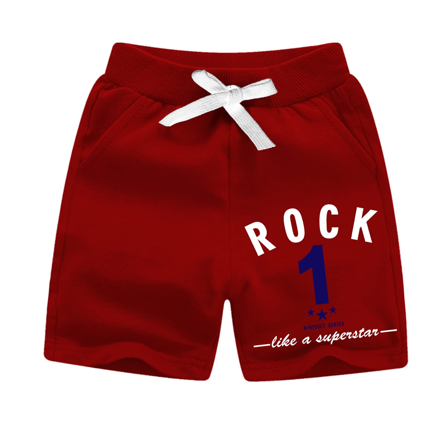 minicult Cotton Loopkint Boys Shorts with Drawstring and Pockets(Pack of 3)(Red)(9-10 Years) 3