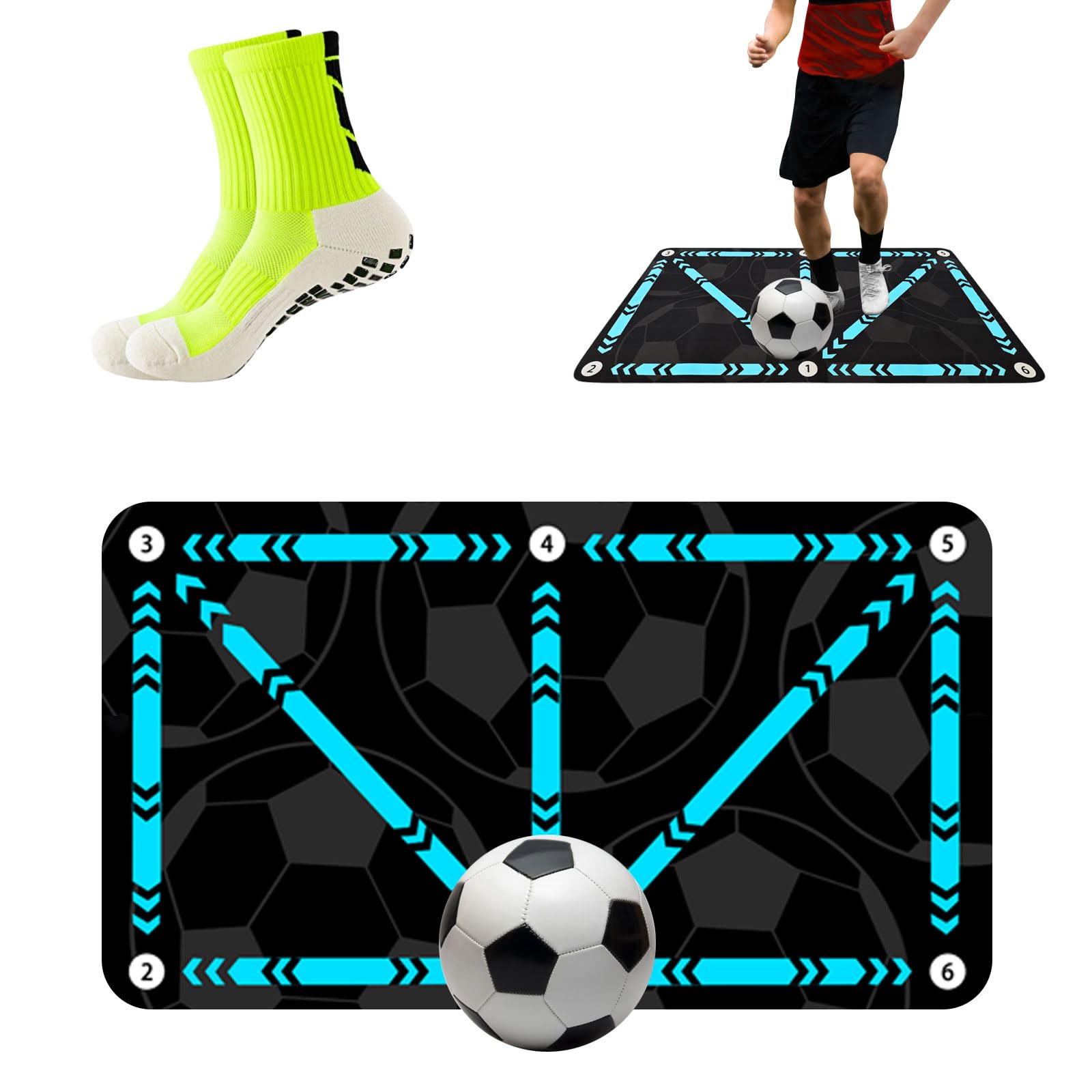 Soccer Training Mat, Silent Footstep Agility Training Mat Football Equipment - Non-slip Speed Improve Footwork Trainer