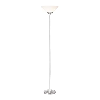 Normande Lighting 150W Incandescent Torchiere Lamp, Brushed Steel