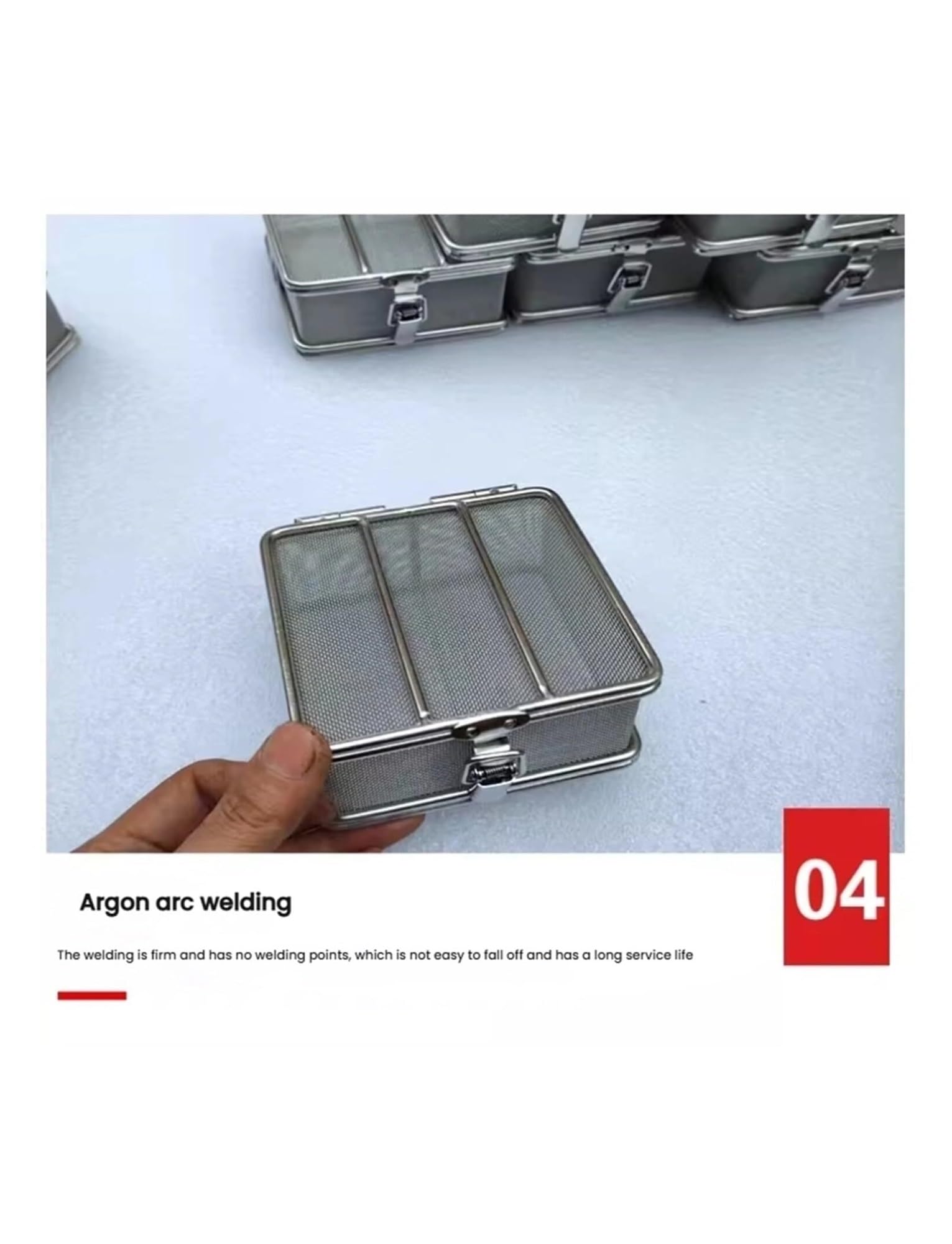 Edelstahl Sterilisierbox mit Sicherheitsdeckel,Verschließbarer Sterilisierkorb für Krankenhaus, Zahnarztpraxis und Labor in verschiedenen Größen | 15x10x5cm