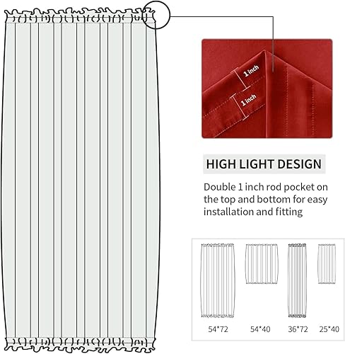 Miniatura 336 de DWCN Cortinas para puerta francesa: cortina térmica con bolsillo para barra para puertas con ventana de cristal, puertas de cocina y patio