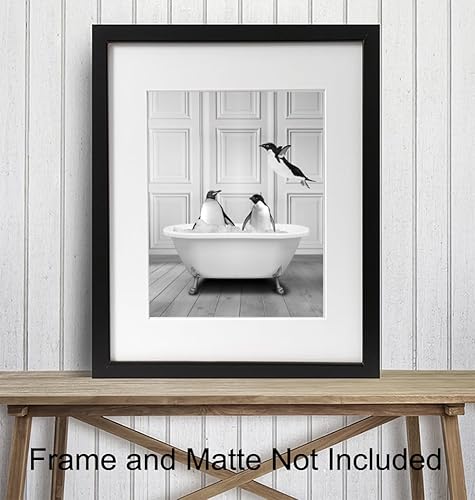 Miniatura 3 de Cute Penguin Bathroom Wall Art LARGE 11x14 - Funny Black Bathroom Decor - Unique Bathroom Wall Decor - Guest Bathroom Art - Powder room Wall Art -
