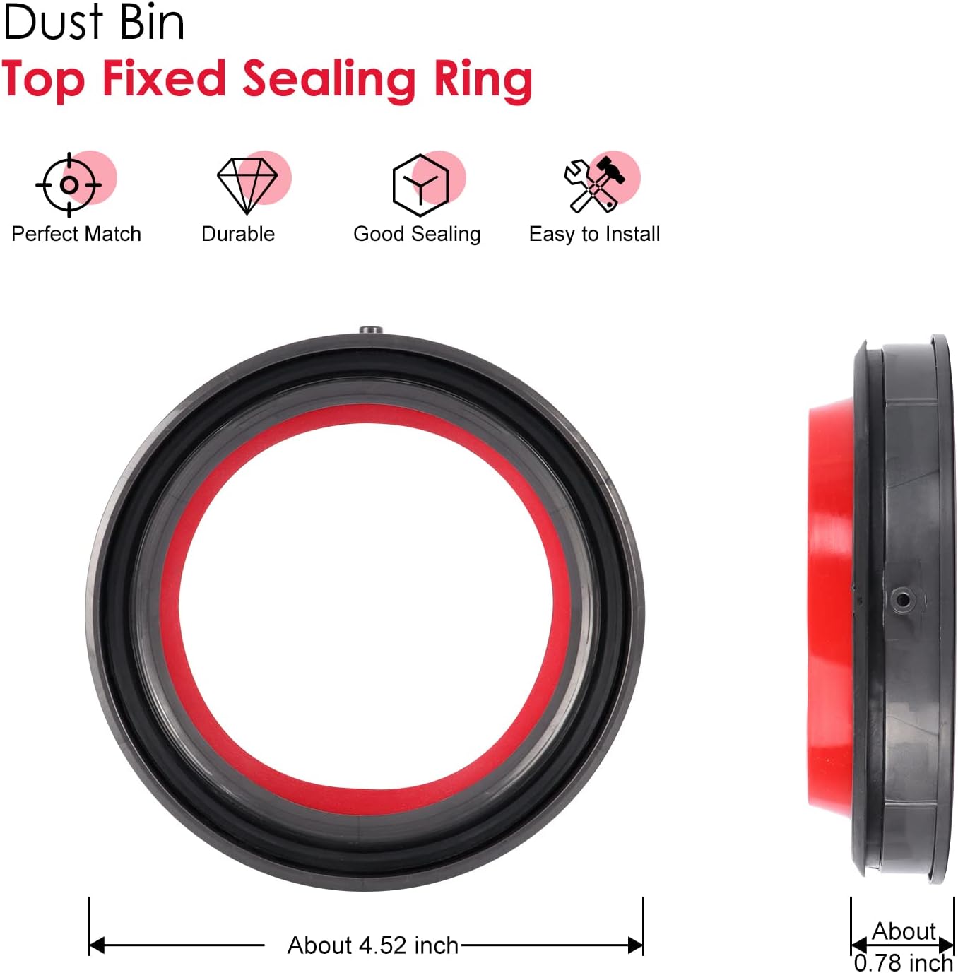 Dust Bin Top Fixed Sealing Ring Replacement Part Compatible with Dyson Cyclone V10 SV12 Vacuum Cleaner, Dust Bucket/Dirt Cup Bin Parts Replacement Accessories