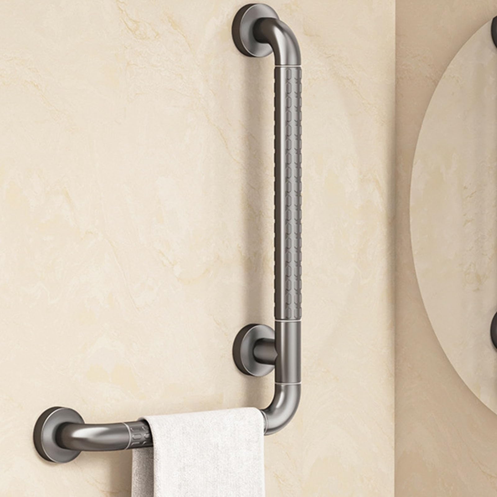 FKXSXAZ Bathroom Grab Bar for Handicap Elderly, L-Shaped 90 Degree Safety Shower Hand Rail with Non-Slip, Multifunctional Towel Rack Toilets 50cm 60cm 70cm Support Handle(45x45cm/17.71x17.