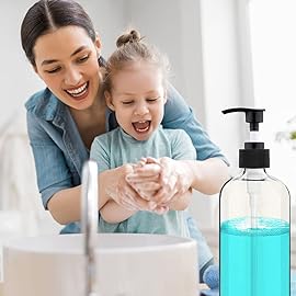 Empty Plastic Pump Bottles Dispenser 2 Pack 32oz/ 1 Liter Portable Clear BPA-Free Cylinder Shampoo Lotion Hand Pump Bottle Durable Refillable Containers (Clear, 32 Oz, 2 Pack)