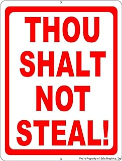 Lenrius Thou Shalt Not Steal Metal Sign Fun Way to Prevent Theft at Business 12"x8"