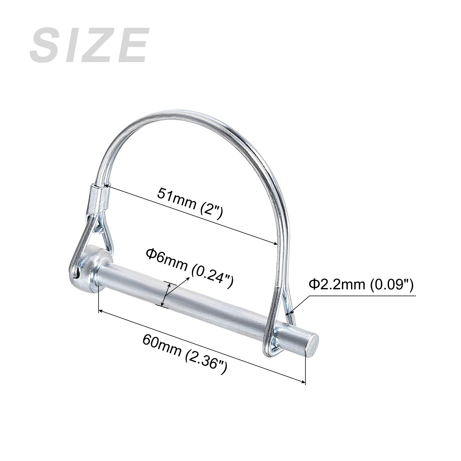 METALLIXITY Safety Coupler Pin (1/4"x1.97/ 6x50mm), Shaft Locking Pin W Round Arch Wire Retainer - Image 2