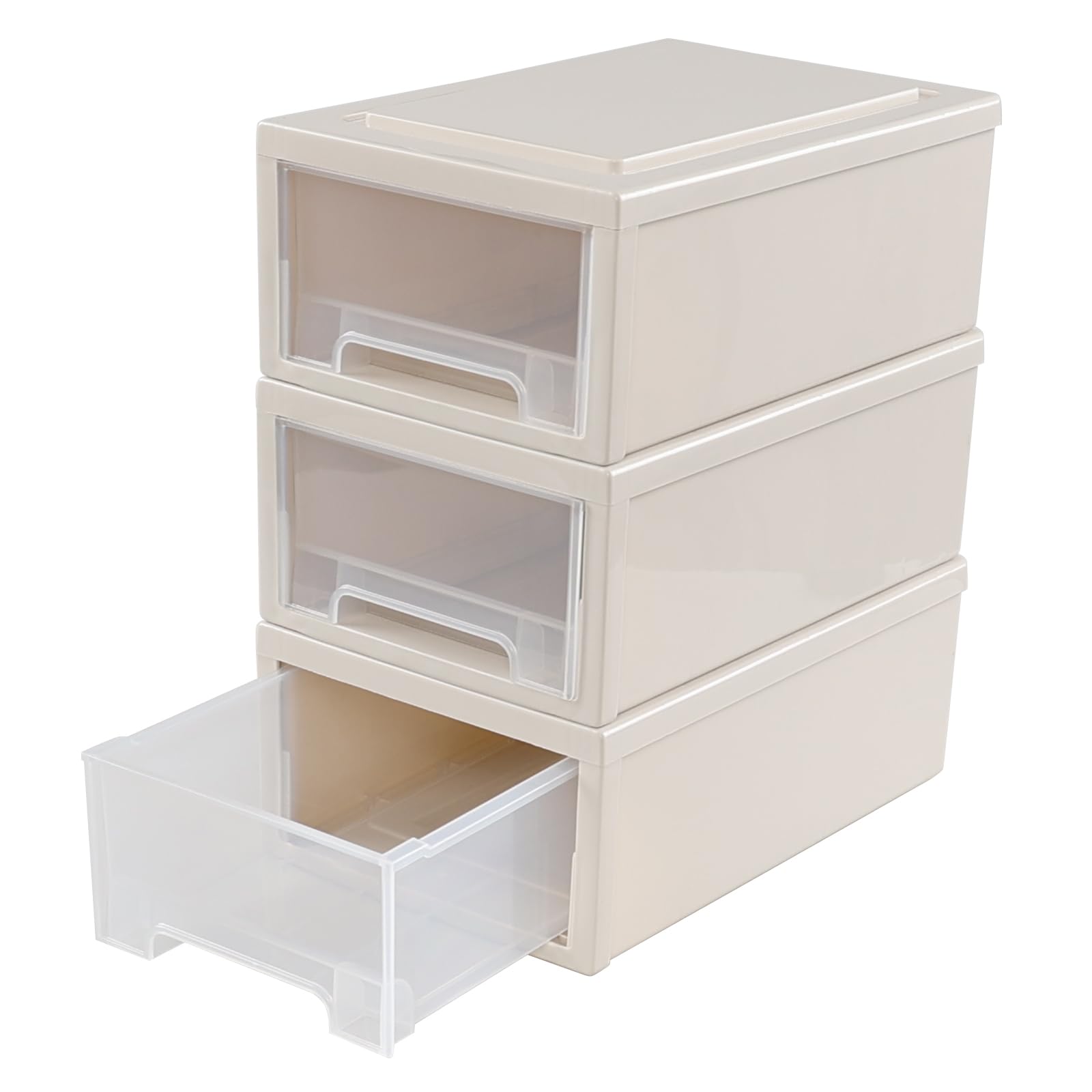 Oymlclivisa 3 Packs Stackable Plastic Storage Drawer, Desktop Stacking Drawers