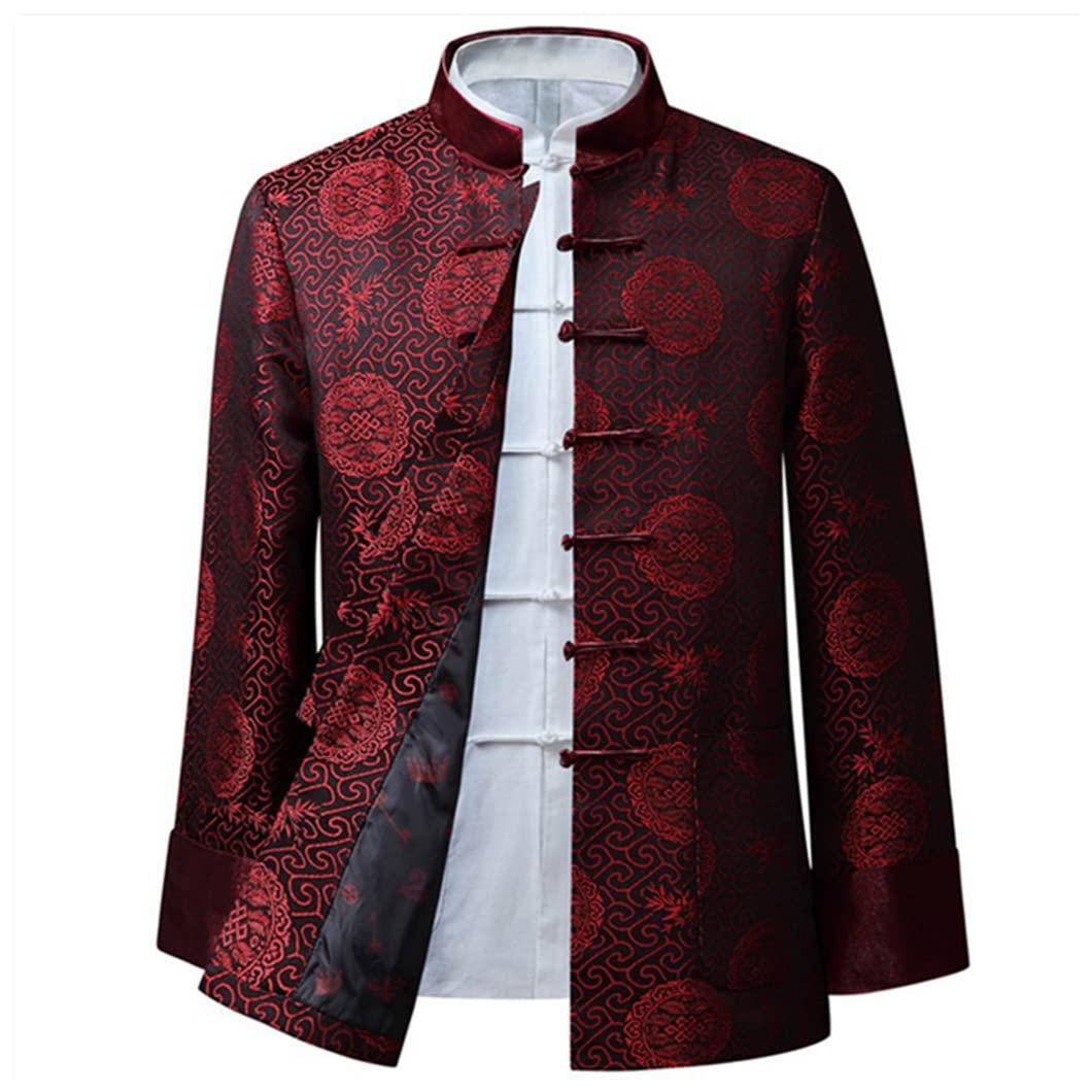 Tang Suit Chinesische Kung Fu Jacke Kleidung für Herren Traditionelle chinesische Kleidung Hanfu Mantel Tai Chi Uniform Kampfsport Uniformen Langarm Mantel Tops Shirt